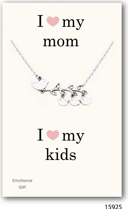 I love my mom silver pendant